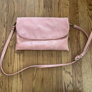 Anthropologie pink magnetic and snap clutch / cross body bag